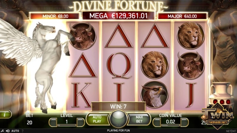 Giao diện chính của trò chơi Divine Fortune